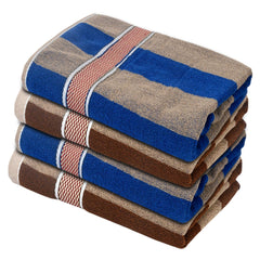 Kuber Industries Cotton 4 Pieces Bath Towel Super Soft, Fluffy, and Absorbent, Perfect for Daily Use 100% Cotton Towels, 500 GSM (Blue & Brown)-KUBMART16061