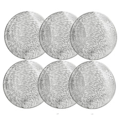 Kuber Industries Cutwork Design Soft Leather 6 Pieces Dining Table Round Placemat Set (Silver) - CTKTC045889