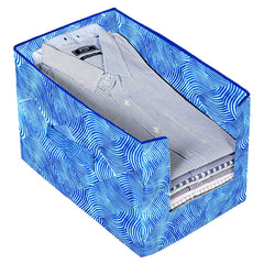 Kuber Industries Laheriya Printed 6 Piece Non Woven Shirt Stacker Wardrobe Organizer Set, (Blue)-CTKTC31839 - CTKTC035107