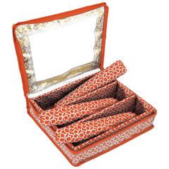 Heart Home Multipurpose Feather Design Laminated 3 Rod Bangle Box/Organizer/Case With Tranasparent Top (Orange)-47HH0153