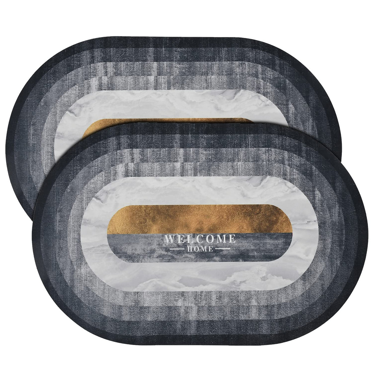 Kuber Industries Doormat|Doormat for Door Entrance|Doormats for Rooms|Doormat for Home|Memory Foam Welcome Home Doormat|Pack of 2 (Grey)