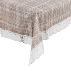 Kuber Industries Check Print PVC Dining Table Cover/Table Cloth for Home Decorative Luxurious 6 Seater, 60"x90" (Sand) 54KM4273