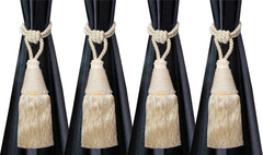 Kuber Industries Beads Beautiful Design Polyester 4 Pieces Curtain Tie Back Tassel Set (Cream) CTKTC33534