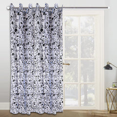 Kuber Industries PVC Spiral Print Door Curtain|AC Curtain Parda for Home Decor with 8 Steel Grommets,7 Feet,(Black)