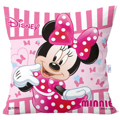 Heart Home Disney Minnie Print Cushion Cover|Sofa Cushion Covers|Sitting Cushion Cover|Polyester Cushion Filler|16x16 Inch|Set of 5 (Pink)