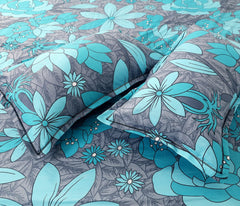 Kuber Industries Fitted Double Bedsheet|Flower Print Premium Glace Cotton Elastic Bedsheet with Two Pillow Covers,72 x 78 Inch(Green)