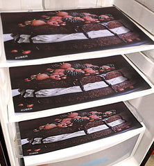 Kuber Industries Cake Design 3 Pieces PVC Refrigerator/Fridge Multipurpose Drawer Mat Set(Brown)-CTKTC032672