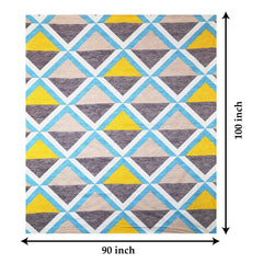 Heart Home Glace Cotton Triangle Design Double Bedsheet with 2 Pillow Covers,90x100,(Multicolor)