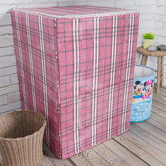 Heart Home Washing Machine Cover | Big Check Design Washing Machine Cover | Soft PVC | Top Load Fully-Automatic Washing Machine Cover | Maroon