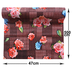 Heart Home Shelf Mat|Waterproof Flower Print PVC Anti-Slip Sheets|Durable Kitchen Cabinet Drawer Shelf Liner,5 Meter,(Maroon)