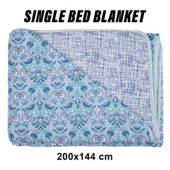 Kuber Industries Blanket | Cotton Single Bed Dohar | Blanket For Home | Reversible AC Blanket For Travelling | Blanket For Summer | Blanket For Winters | Carry Print | Blue