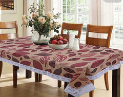 Kuber Industries Leaf Design PVC 6 Seater Dining Table Cover - Brown, Standard (CTKTC05455)