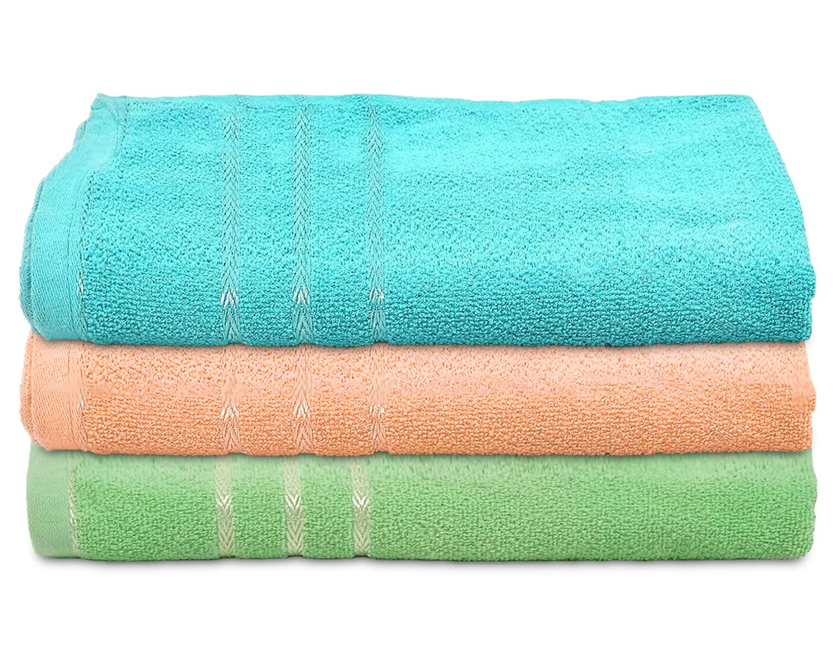 Heart Home Soft Cotton Bath Towel for Hands, Face, Newborn Babies, Toddlers, Children, 19"x38"- Pack of 3 (Blue & Green & Peach)