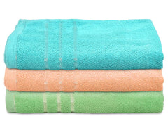 Heart Home Soft Cotton Bath Towel for Hands, Face, Newborn Babies, Toddlers, Children, 19"x38"- Pack of 3 (Blue & Green & Peach)