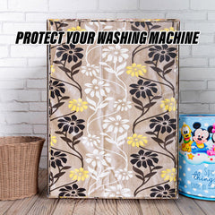 Heart Home Washing Machine Cover | Golden Flower Print Washing Machine Cover | Knitting Polyester | Front Load Washing Machine Cover | Brown