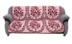 Kuber Industries Flower Print 6 Piece Velvet 5 Seater Sofa Cover Use Both Side, Living Room, Drawing Room, Bedroom, Guest Room - Maroon-KUBMART011152