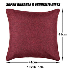 Kuber Industries Cushion Cover | Sofa Cushion Covers | Square Cushion Covers | Jute Cushion Covers | Couch Cushion Covers | Set of 5 | 16 Inch | Maroon