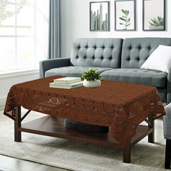 Kuber Industries Circle Design Cotton 4 Seater Center Table Cover - (Brown)-KUBMART2719