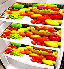 Kuber Industries Fruits Design 3 Pieces PVC Refrigerator/Fridge Multipurpose Drawer Mat Set (Red & White) CTKTC33643