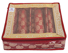 Heart Home Carry Design Laminated 3 Rod Box, Organizer For Bangle, Watches, Bracelets, Jewellery With Tranasparent Top (Red)-47HH0130