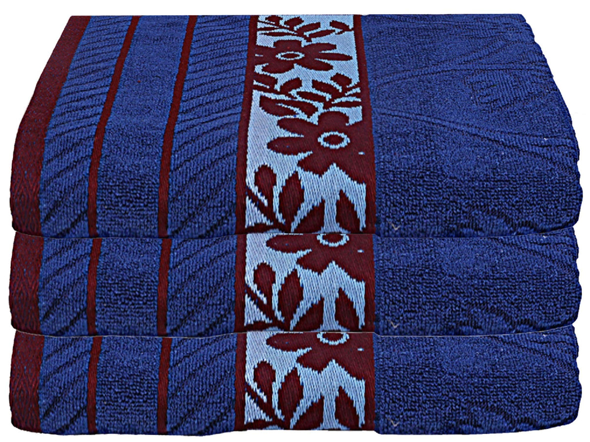 Kuber Industries 100% Cotton 3 Pieces Bath Towel 27" x54” (Blue) -CTKTC028907