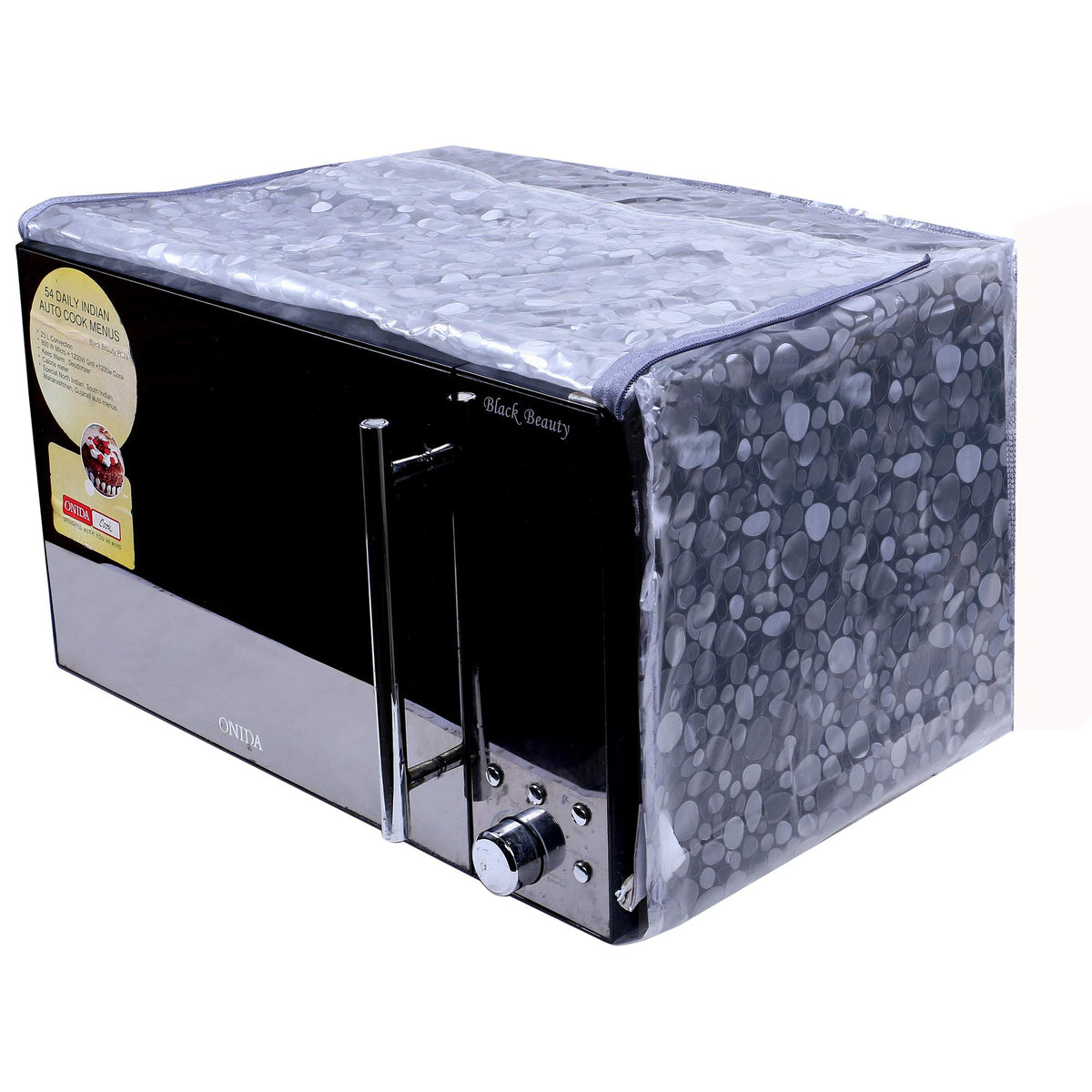 Heart Home 3D Stone Design PVC Transparent Microwave Oven Full Closure Cover for 23 Litre (Transparent) - CTHH7202