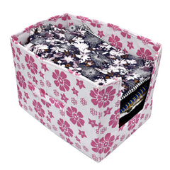 Kuber Industries Flower Print 4 Pieces Non Woven Shirt Stacker/Shirt Organizer Wardrobe Organizer (Pink & Royal Blue)