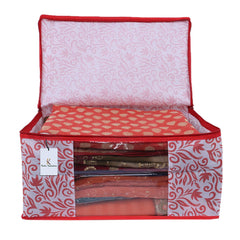 Kuber Industries 2 Piece Non Woven Saree Cover Set, Red,Large Size -CTKTC6391