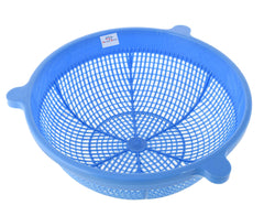 Heart Home Baskets for Fruits and Vegetables, Multipurpose and Handy Storage Basket Unbreakable Round Plastic Basket (Blue)-HHEART15165