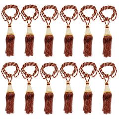 Kuber Industries Beads Beautiful Design Polyester 12 Pieces Curtain Tie Back Tassel Set (Light Brown) CTKTC33547