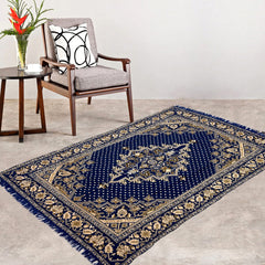 Kuber Industries 5 x 7 Feet Superfine Velvet Carpet|Rug|Living Room|Bedroom|Hall (Blue)