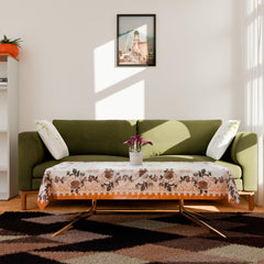 Kuber Industries Center Table Cover | PVC Cup Design with Floral Border Table Cover | Luxurious Table Protector Cover Without Lace for Home | 40x60 Inch | Orange