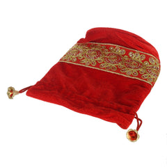 Kuber Industries Embroidered Design Potli Bags Handbags for Women Gifting Wristlets for Wedding, Festival, Kitty Subh Shagun-Pack of 2 (Red)