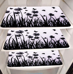 Kuber Industries Flower Design 6 Pieces PVC Refrigerator/Fridge Multipurpose Drawer Mat Set(Black & White)-CTKTC32700