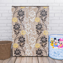 Heart Home Washing Machine Cover | Golden Flower Print Washing Machine Cover | Knitting Polyester | Top Load Semi-Automatic Washing Machine Cover | Brown
