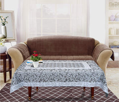 Kuber Industries Leaf Design Cotton 4 Seater Center Table Cover 40"x60"(Black)-KUBMART15499, Standard