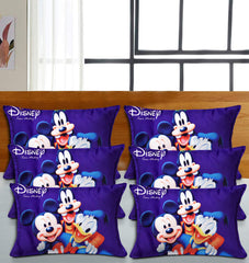 Kuber Industries Disney Team Mickey Print Silk Special Long Crush Pillow Cover- Set of 6, Royal Blue-KUBMART178