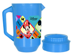 Heart Home Mickey Minnie Print Unbreakable Plastic Water Jug with Lid for Home, Kitchen, Office 2 Liter Pack of 2 (Cream & Blue)