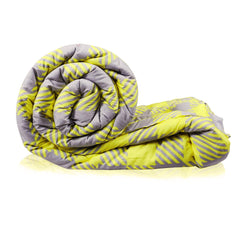 Kuber Industries Checkered Design Microfibre Reversible Comforter, Double (Yellow & Grey 150 GSM)- CTKTC033151