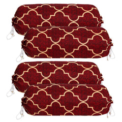 Kuber Industries Bolster Cover|Soft Cotton Bolster Cover Set|Diwan Round Bolster Pillow Covers|Luxurious Lattice Print Roll Masand Cover|16x32 Inch|Pack of 4 (Red)