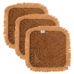 Heart Home Velvet Circle Print Pooja Aasan/Prayer Aasan/Meditation Mat for Home Pack of 3 (Brown) 54HH4134.