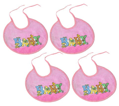 Kuber Industries Rouned Shaped Unisex Baby Cotton Super Bib, Baby Bib, Washable, Stain And Odor Resistant-Pack of 4 (Pink)-HS43KUBMART25536