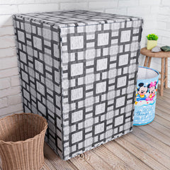Heart Home Washing Machine Cover | Big Check Washing Machine Cover | Soft PVC | Front Load Washing Machine Cover | Gray