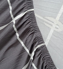 Kuber Industries Check Printed Stretchable, Non-Slip Polyster Single Seater Sofa Cover/Slipcover/Protector with Foam Stick (Grey)-50KM01393,Standard