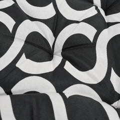 Kuber Industries Geometric Seamless Pattern Microfiber Square Chair Pad Seat Cushion for Rocking Chair, Office Chair, Dinning Chair, Indoor/Outdoor, 18 * 18 Inch- Pack of 4 (Black), Standard