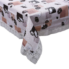 Kuber Industries Cairy Design PVC 6 Seater Dining Table Cover 60"x90" (Cream)- CTKTC032459