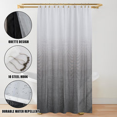 Heart Home Shower Curtain | Odette Design PEVA Curtain for Bathroom | Shower Curtain for Bathroom | Bathroom Shower Curtain with Hooks | 6 Feet | Pack of 2 | Gray