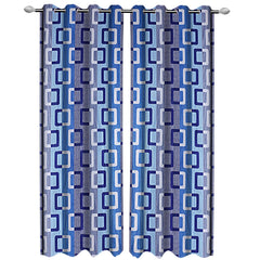 Kuber Industries Geometric Design 1 Piece Polyester Eyelet Door Curtain 7 Feet (Blue)-CTKTC30088