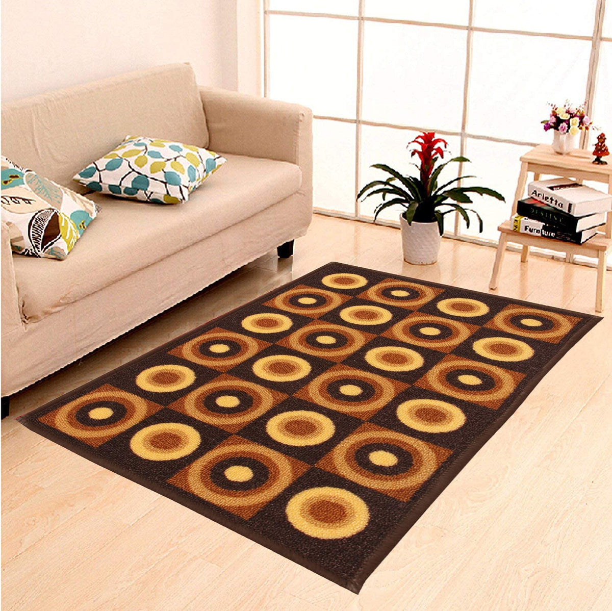 Heart Home Cotton Carpet for Living Room (Brown) Set of 1 Pc CTHH07631