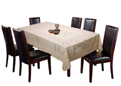 Kuber Industries Cotton Flower Design Shining 6 Seater Dining Table Cover (60x90 inch, Gold, CTKTC34030)